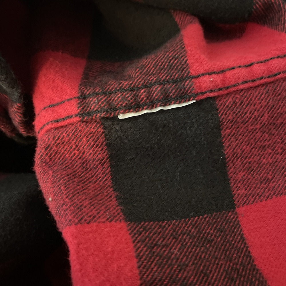Hollister Red Black Buffalo Check Flannel Shirt Mens Medium Long Sleeve - Picture 8 of 8